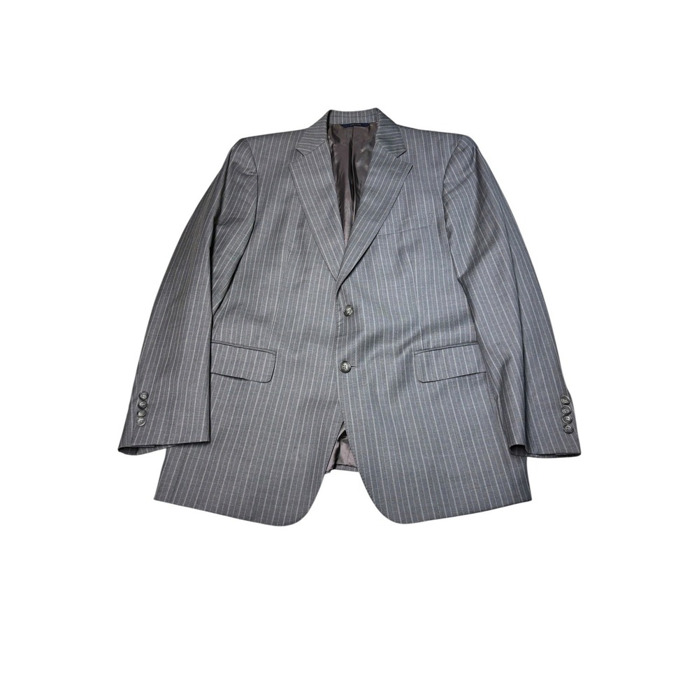 Brooks Brothers x Vitale Barberis 1818 Regent Grey Pinstripe Wool Mens 44R Italy